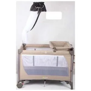 Brown Baby Playpen With Infant Changing Station