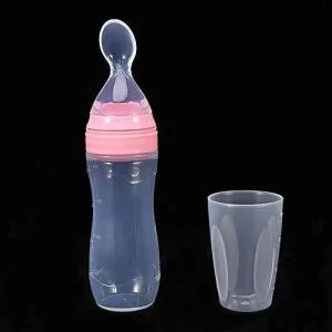 Feeding Bottle With Dispensing Spoon-PINK