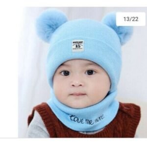 Fashion Baby hat And Scarf Set- sky blue