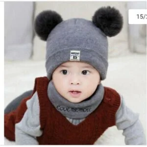 Baby hat And Scarf- Grey