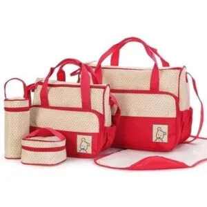 Bear Club 5piece Diaper Bag- Red
