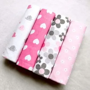Pink Receiving Blankets- Set Of 4