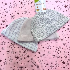 3 pcs cotton Baby Hat set , soft breathable cotton( 0-9 months)