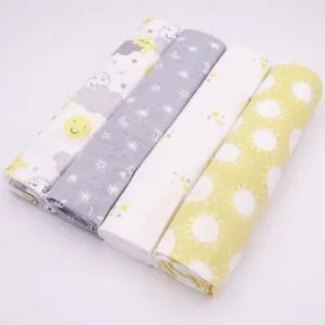 Baby Cotton Receiving Blankets- Set Of 4 ( Print Indifferent )