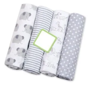 Baby Cotton Receiving Blankets- Set Of 4