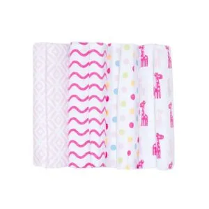 Cotton Flannel Receiving Blankets(set of 4)- pink