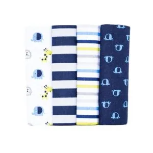 Cotton Flannel Receiving Blankets(set of 4)- blue