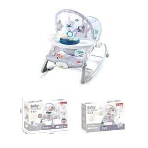 4 In 1 Multifunctional Baby Rocker With Dining Tray, Wheels & Music 0m+