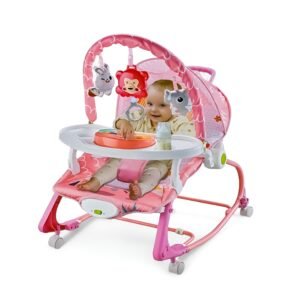 4 In 1 Multifunctional Baby Rocker With Dining Tray, Wheels & Music 0m+