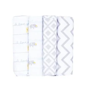 Stylish Cotton Flannel Receiving Blankets(set of 4)
