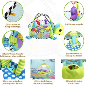 NEW 3 in 1 Activity Gym Playmat & Ball Pit with 30 colorful Balls