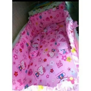 Baby Cot Bumper Set 3pcs-pink( Print And Cartoon may vary)