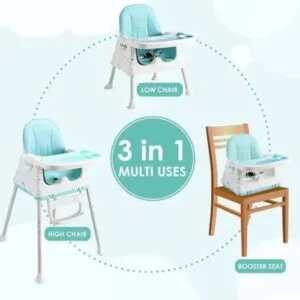 Height adjustable 3 in 1 Baby Feeding Chair with wheels