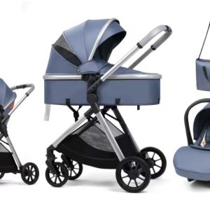 Kidilo 3-in-1 baby stroller set , car seat and newborn baby sleeping basket, portable (0-25 kgs)