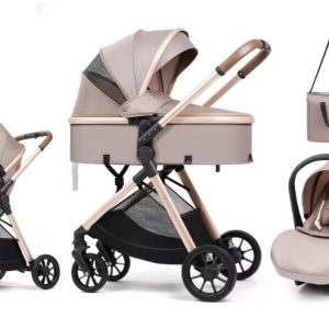 Kidilo 3-in-1 baby stroller set , car seat and newborn baby sleeping basket, portable (0-25 kgs)