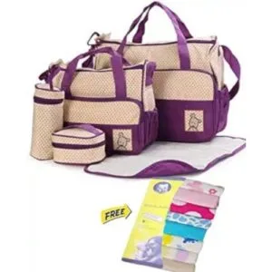 5in1 Purple Diaper Bag + Free Wash Clothes