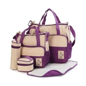 Bear Club 5 Piece Diaper Bag-Purple
