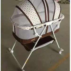 Foldable Metal Crib/ Bassinet (BROWN)