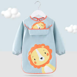 Baby wearable bib with food pocket Waterproof Pongee & TPU Protective Feeding and Art Apron - Adjustable Tie-Back fits 1-3 Years