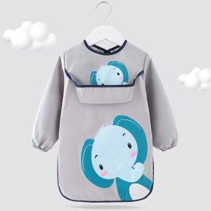 Baby wearable bib with food pocket Waterproof Pongee & TPU Protective Feeding and Art Apron - Adjustable Tie-Back fits 1-3 Years