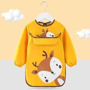 Baby wearable bib with food pocket Waterproof Pongee & TPU Protective Feeding and Art Apron - Adjustable Tie-Back fits 1-3 Years