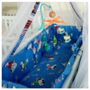 Cot Bumper Set -blue (Print And Design may vary)