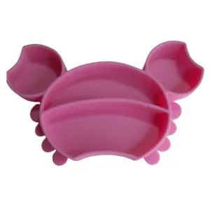 Food-Grade Silicone Baby Partitioned Plate-Pink