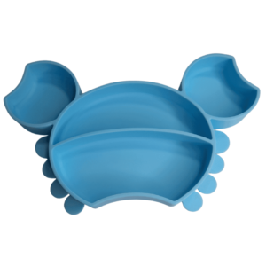Food-Grade Silicone Baby Partitioned Plate-Blue