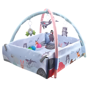 5 in 1 Educational activity Baby playmat gym and ball pit with hanging stuffed toys