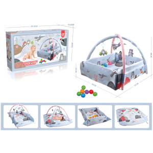 5 in 1 Educational activity Baby playmat gym and ball pit with hanging stuffed toys