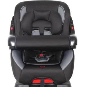 Reclining baby car seat with extra security barrier