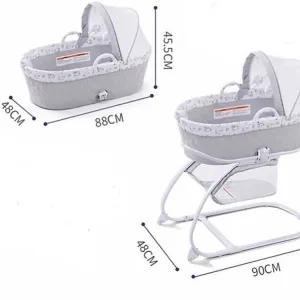 2 in 1 Deluxe Baby Bassinet & Moses Basket baby bed with Stand Grey/White Age- Newborn & Above (Holds upto 15 Kgs)