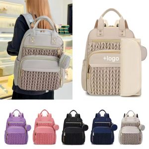 Quilted Diaper Bag Backpack with Changing Pad & Stroller Straps, Large Baby Bag for Mom and Dad, Travel Backpack Diaper Bag with Insulated Pockets & Wet/Dry Separation, Lightweight