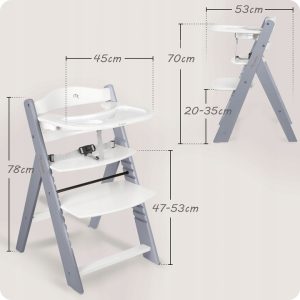 Alpha+ Wooden Adjustable feeding chair/ Highchair Grow-Along Chair For Babies and Children - From 6 Months Onwards