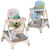 Foldable Baby Feeding Dining Chair High Chair/ height adjustable with double plate