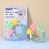 Colorful silicone baby teether with rattles( 3 months+)