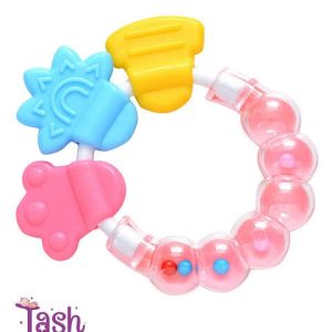 Colorful silicone baby teether with rattles( 3 months+)