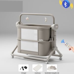 Kidilo 4 in 1 bedside Cosleeper/Swing Baby Cradle Bed With A Mosquito Net and overhead toys