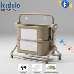 Kidilo 4 in 1 electric bedside Cosleeper/Swing Baby Cradle Bed With A Mosquito Net and overhead toys