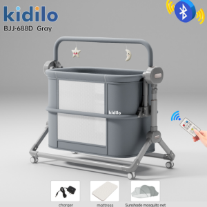 Kidilo 4 in 1 electric bedside Cosleeper/Swing Baby Cradle Bed With A Mosquito Net and overhead toys
