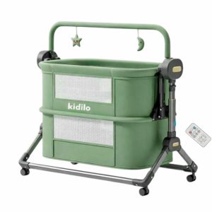 Kidilo 4 in 1 electric bedside Cosleeper/Swing Baby Cradle Bed With A Mosquito Net and overhead toys