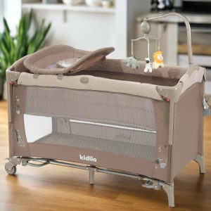 Kidilo Foldable Baby Crib travel cot baby Cosleeper bed with mosquito net and musical toys