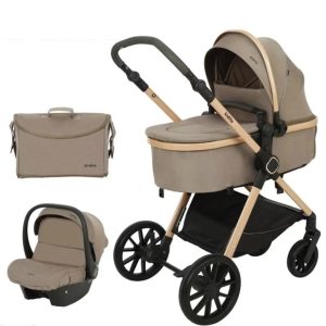 3-in-1 bassinet Baby Stroller set with car seat, Convertible Bassinet and Toddler Seat, Adjustable Backrest with 3 Positions