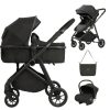 Kidilo 3-in-1 baby stroller, baby safety car seat, newborn baby sleeping basket, portable (0-25 kgs)