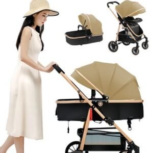 2 in 1 Baby Stroller bassinet, newborn to toddler baby pram with reversible handle( 0-18 kgs)