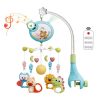 musical baby crib mobile with hanging animal toys and a night light projector
