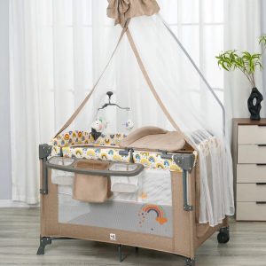Portable Baby Cot with Wheels