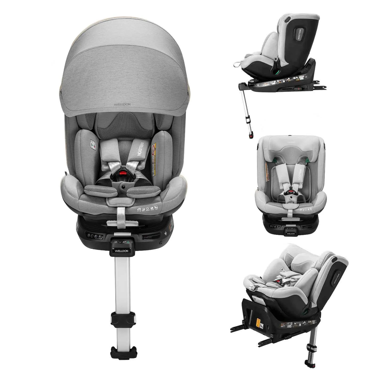 Welldon isofix baby car seat with 360 degree rotation, sun shade protection, side impact airbags and support leg Smart Rotate 2 Pro I-size 40-150 cm (0-12 Years) Welldon isofix baby car seat with 360 degree rotation, sun shade protection, side impact airbags and support leg Smart Rotate 2 Pro I-size 40-150 cm (0-12 Years)