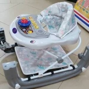 King's Collection 2 in 1 baby walker/ rocker with mat - grey