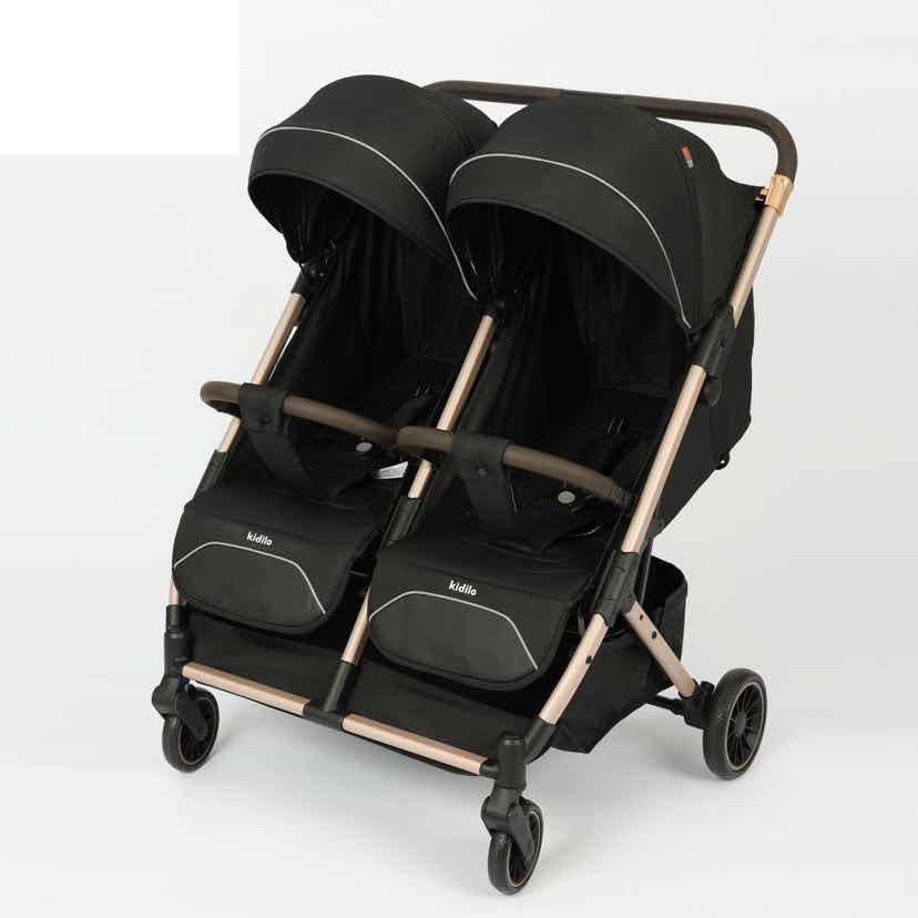 Kidilo Twin Stroller with rubber tyres and foldable Kidilo Twin Stroller with rubber tyres and foldable